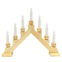 Star Trading 13.75" x 17" 7 Light Electric Natural Wooden Karin Swedish Candelabra / Candlestick